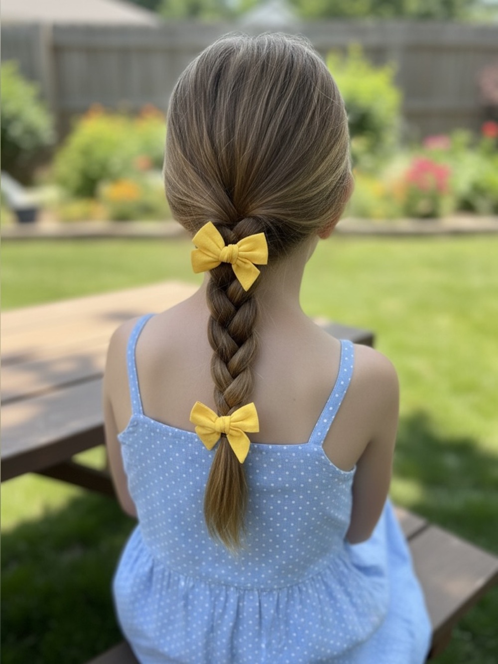Yellow Pigtails  Bow Hair Clips for Kids